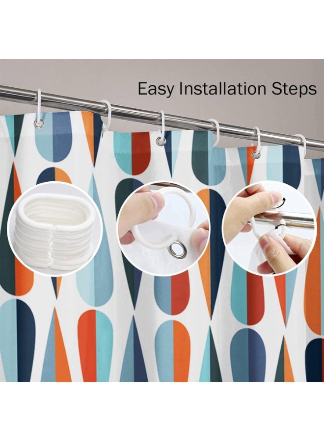Emvency Shower Curtain Mid Century Modern Retro with Drop Shapes in Tones Abstract for All and Purposes Waterproof Polyester Fabric 72 x 72 inches Set with Hooks - Image 5