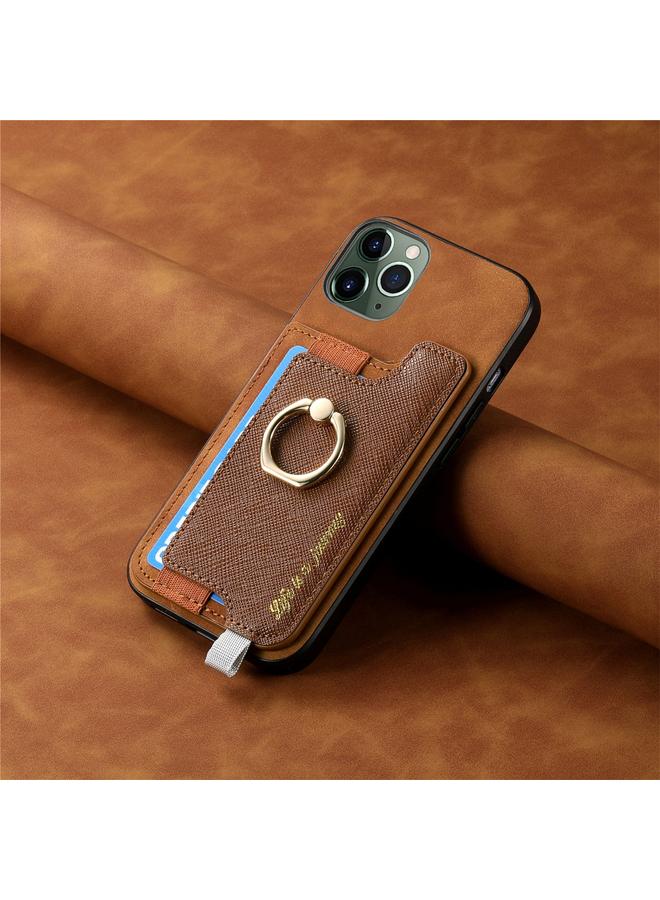 Zaboon Case For iPhone 11 Pro Retro Magsafe Cross Leather Ring Holder Card Bag Phone Case - Image 5