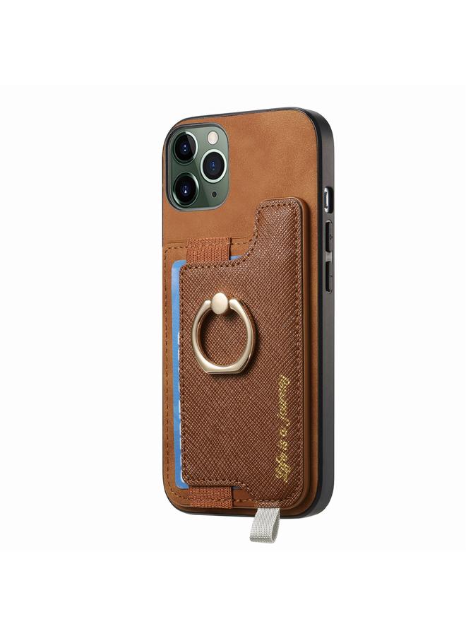 Zaboon Case For iPhone 11 Pro Retro Magsafe Cross Leather Ring Holder Card Bag Phone Case - Image 2