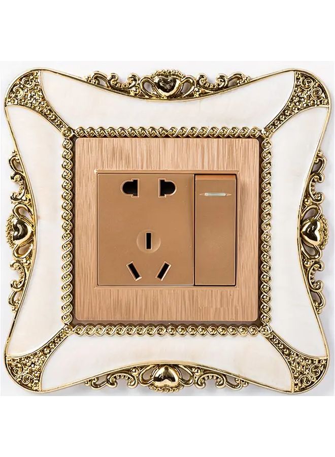 ملصق مفتاح قلبي ذهبي أبيض، يلصق بدون أسلاك، غلاف مأخذ كهرباء حائطي كلاسيكي - Image 1