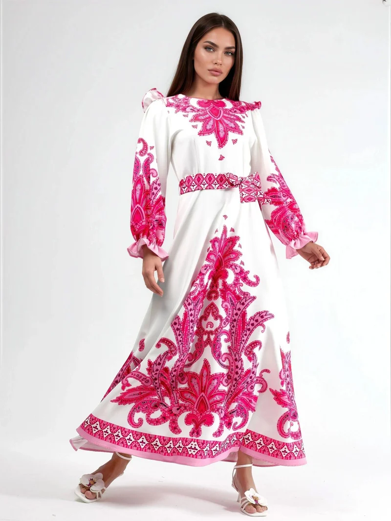 جينيفر Paisley Print Maxi Dress with Tie Detail