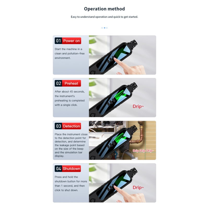 Combustible Gases Leak Detector: White 1.1Inch Color LCD Display With Backlight - High Precise Sensors Compact Fallproof ABS Body for Home Industrial Combustible Gas Leak Detection - Image 2