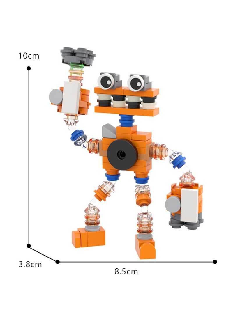 Orange Robot 98pcs, Singing Monster Combination Educational Fun Collectible Activity Doll Set Building Block Toys, Gift For Boys And Girls  - Image 2