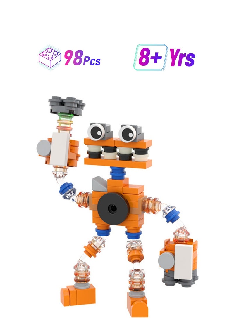 Orange Robot 98pcs, Singing Monster Combination Educational Fun Collectible Activity Doll Set Building Block Toys, Gift For Boys And Girls  - Image 1