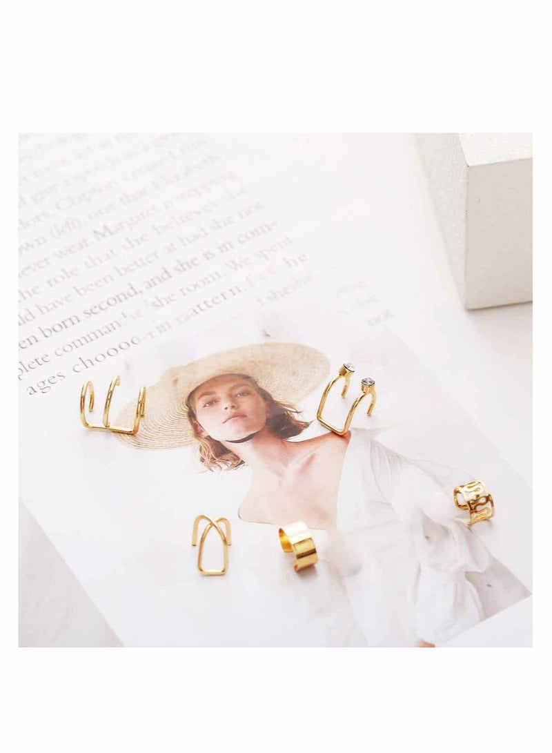 SOLARAE مجموعة أقراط أذن عصرية من المعدن مع أقراط درز شخصية أقراط أذن من الفولاذ المقاوم للصدأ غير مثقوبة قابلة للتثبيت على الغضروف للرجال والنساء 12 قطعة - Image 3