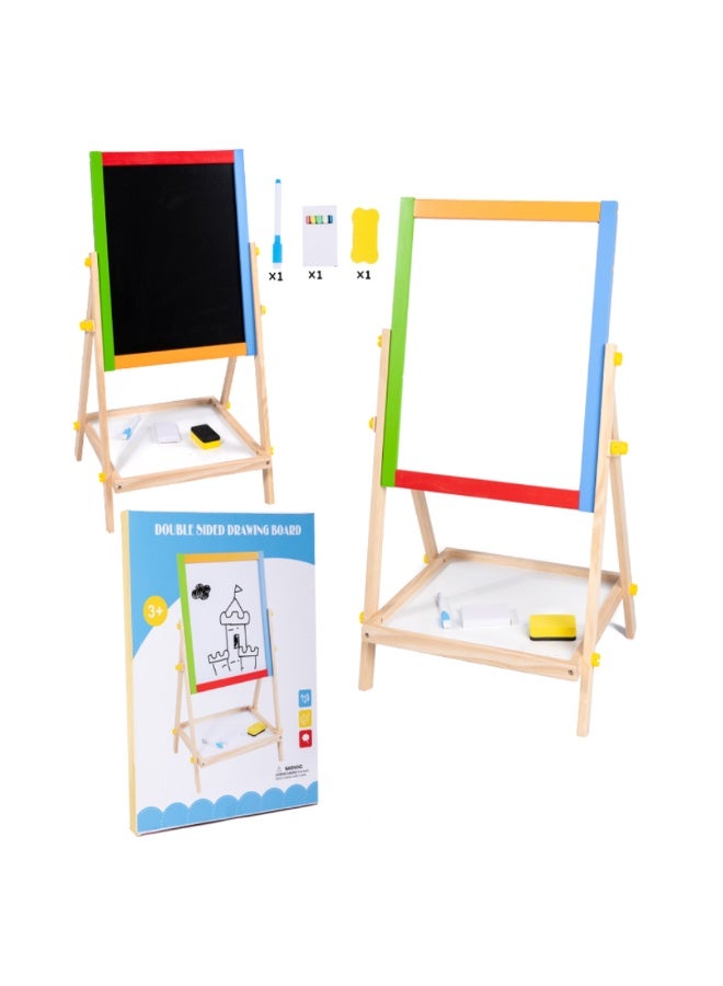 Factory Price Double-Sided Magnetic Wooden Easel Board for Kids with Accessories - 66cm x 41.5cm x 33.5cm - Image 1