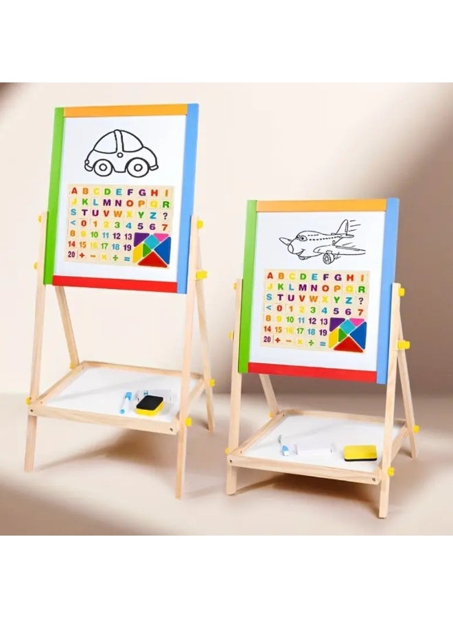 Factory Price Double-Sided Magnetic Wooden Easel Board for Kids with Accessories - 66cm x 41.5cm x 33.5cm - Image 4