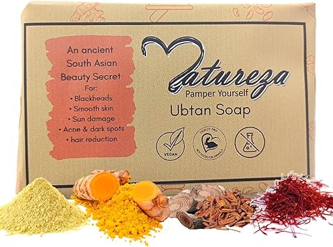 Natureza Organic Natural Herbal Soap Ubtan Turmeric soap with Sandalwood 90g - Image 1
