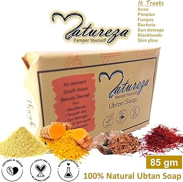 Natureza Organic Natural Herbal Soap Ubtan Turmeric soap with Sandalwood 90g - Image 2