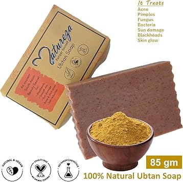 Natureza Organic Natural Herbal Soap Ubtan Turmeric soap with Sandalwood 90g - Image 5