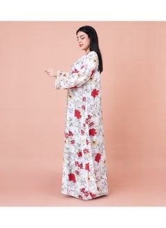 اكسا جلابية عصرية منقوشة ومطرزة IK1032 ابيض  - Image 3