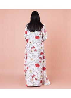اكسا جلابية عصرية منقوشة ومطرزة IK1032 ابيض  - Image 4