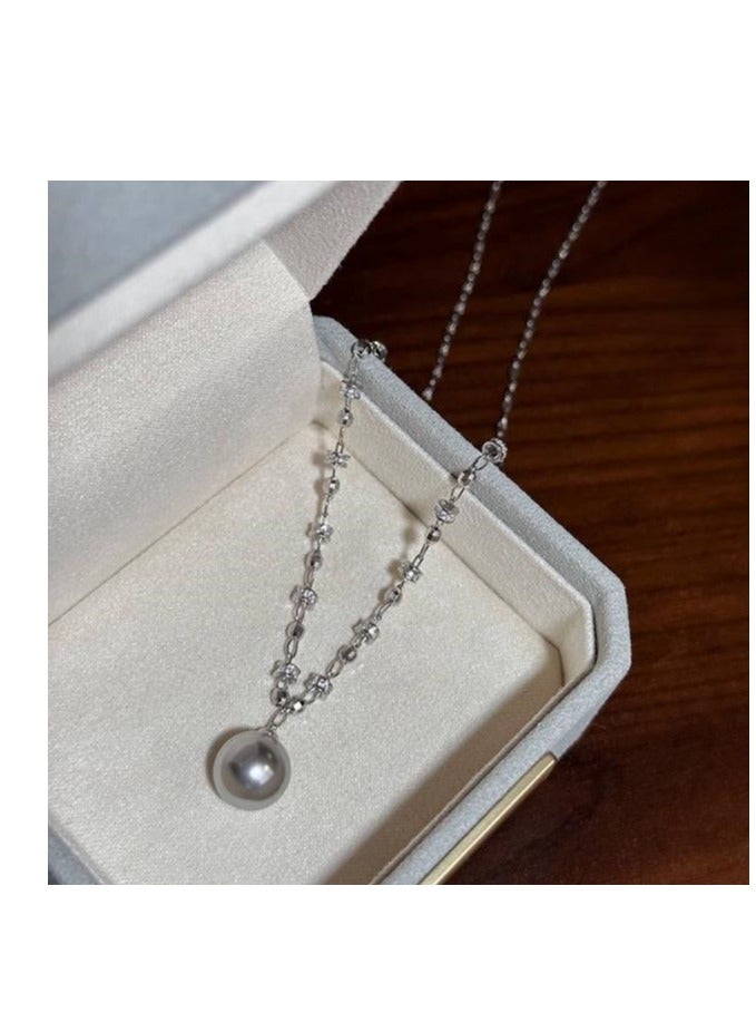 Pure Silver High-End Light Luxury Pearl Necklace - Image 1