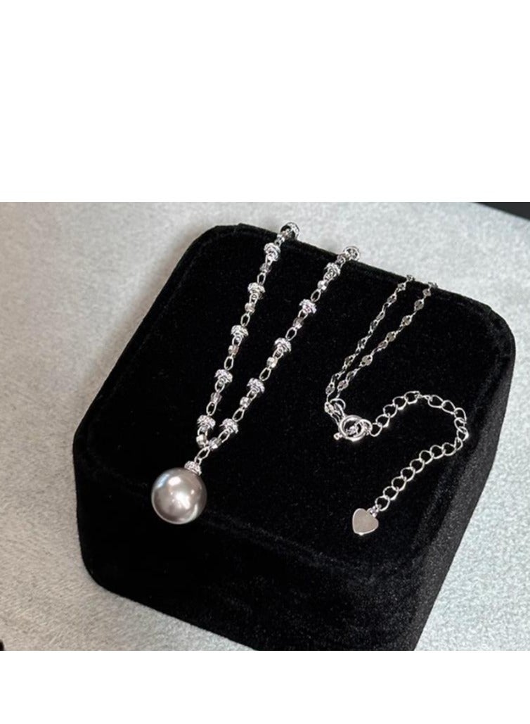 Pure Silver High-End Light Luxury Pearl Necklace - Image 3