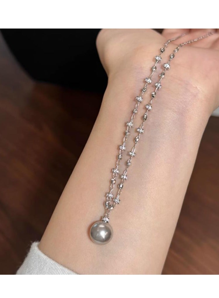 Pure Silver High-End Light Luxury Pearl Necklace - Image 2