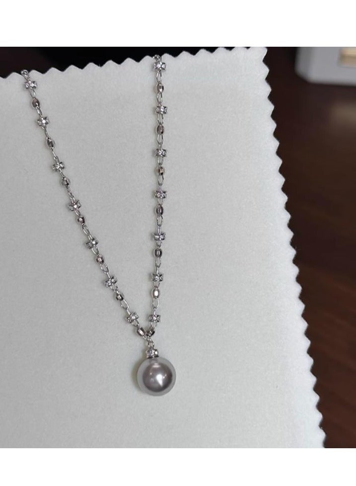 Pure Silver High-End Light Luxury Pearl Necklace - Image 4