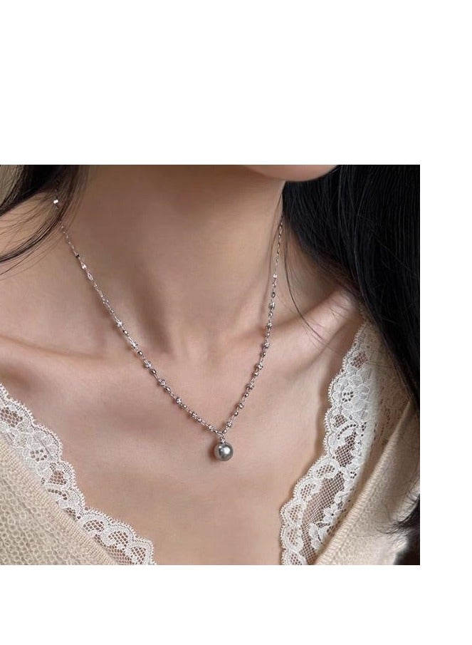 Pure Silver High-End Light Luxury Pearl Necklace - Image 5