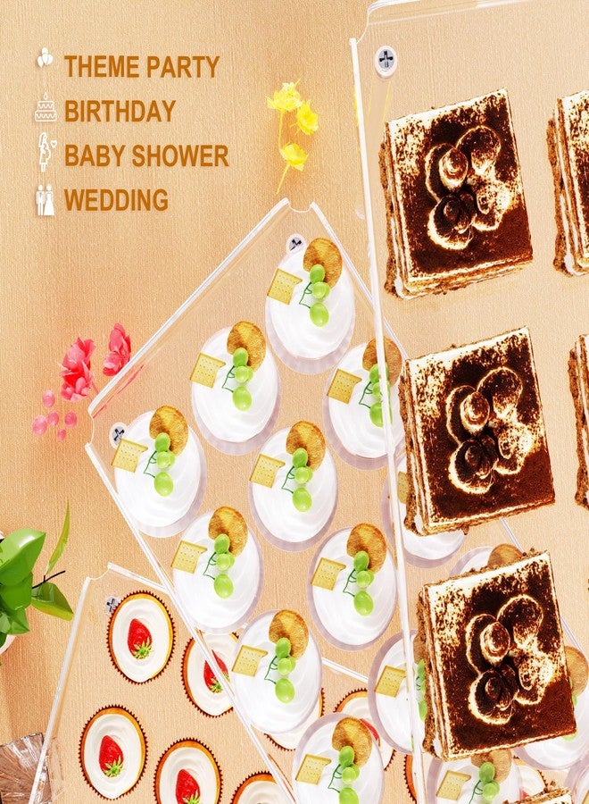 Bakzon 3 Tier Cupcake Stand, Acrylic Dessert Table Display Set with LED Light Premium Holder Dessert Serving Tray for Birthday Candy Bar Décor Weddings, Parties Events (Yellow Light) - Image 3