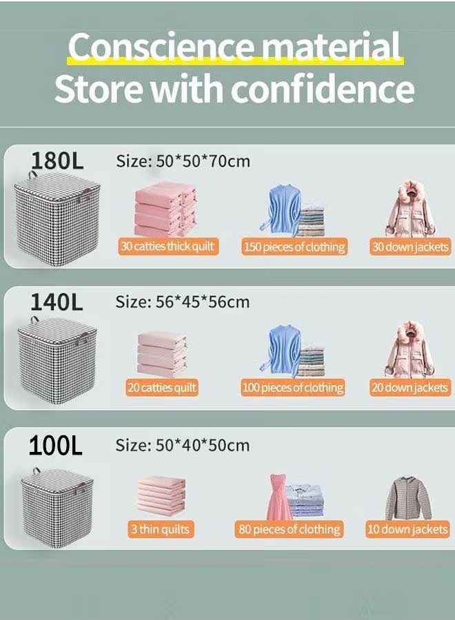 Storage box; Storage case，100L Large Storage Bags, Clothes Storage Bins,  Large Foldable Closet Storage Organizer, Thickened Storage Containers with Durable Handle/Zipper for Clothing, Blanket Comforters Bed Sheets Pillows and Toys (Grey) - Image 2
