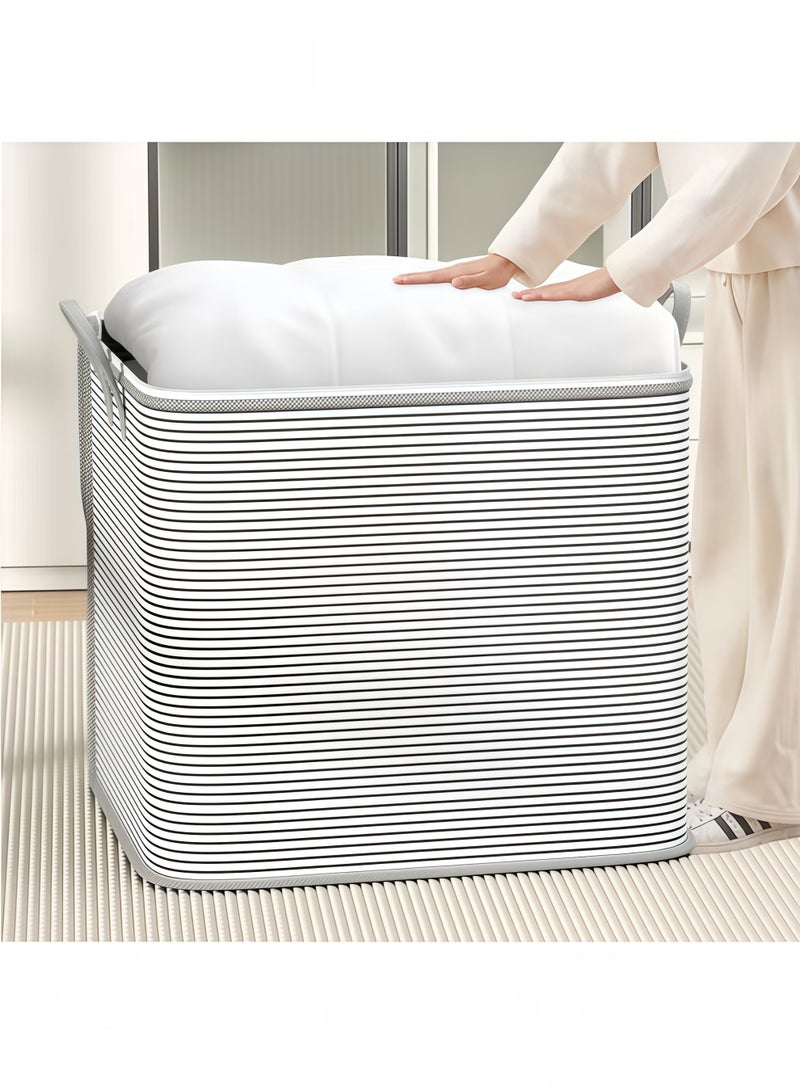 Storage box; Storage case，100L Large Storage Bags, Clothes Storage Bins,  Large Foldable Closet Storage Organizer, Thickened Storage Containers with Durable Handle/Zipper for Clothing, Blanket Comforters Bed Sheets Pillows and Toys (Grey) - Image 5