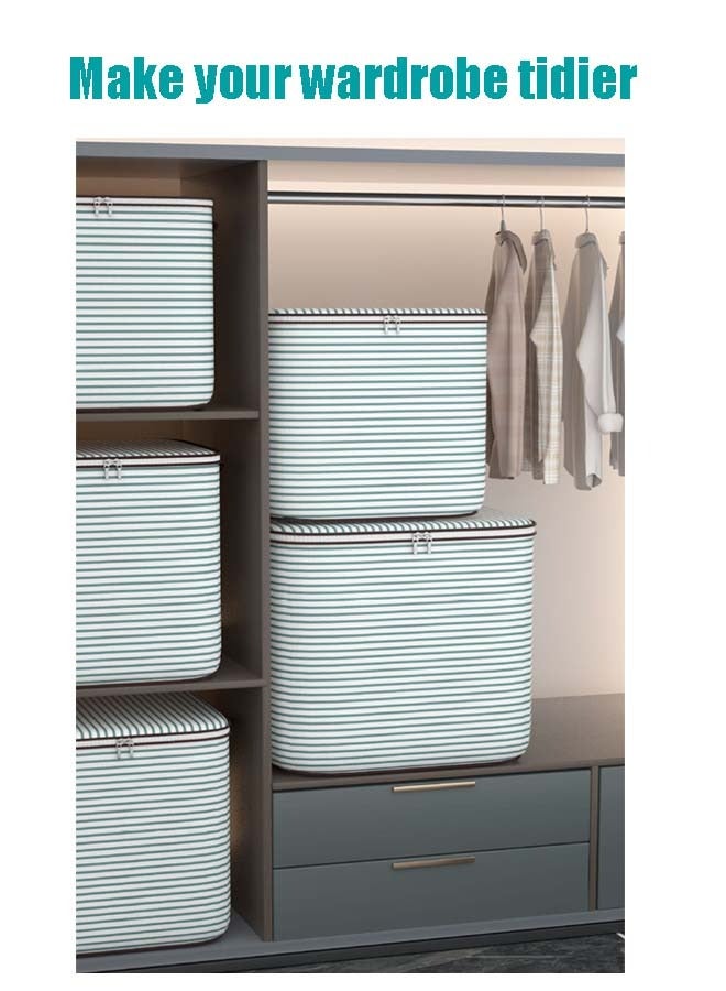 Storage box; Storage case，100L Large Storage Bags, Clothes Storage Bins,  Large Foldable Closet Storage Organizer, Thickened Storage Containers with Durable Handle/Zipper for Clothing, Blanket Comforters Bed Sheets Pillows and Toys (Grey) - Image 3