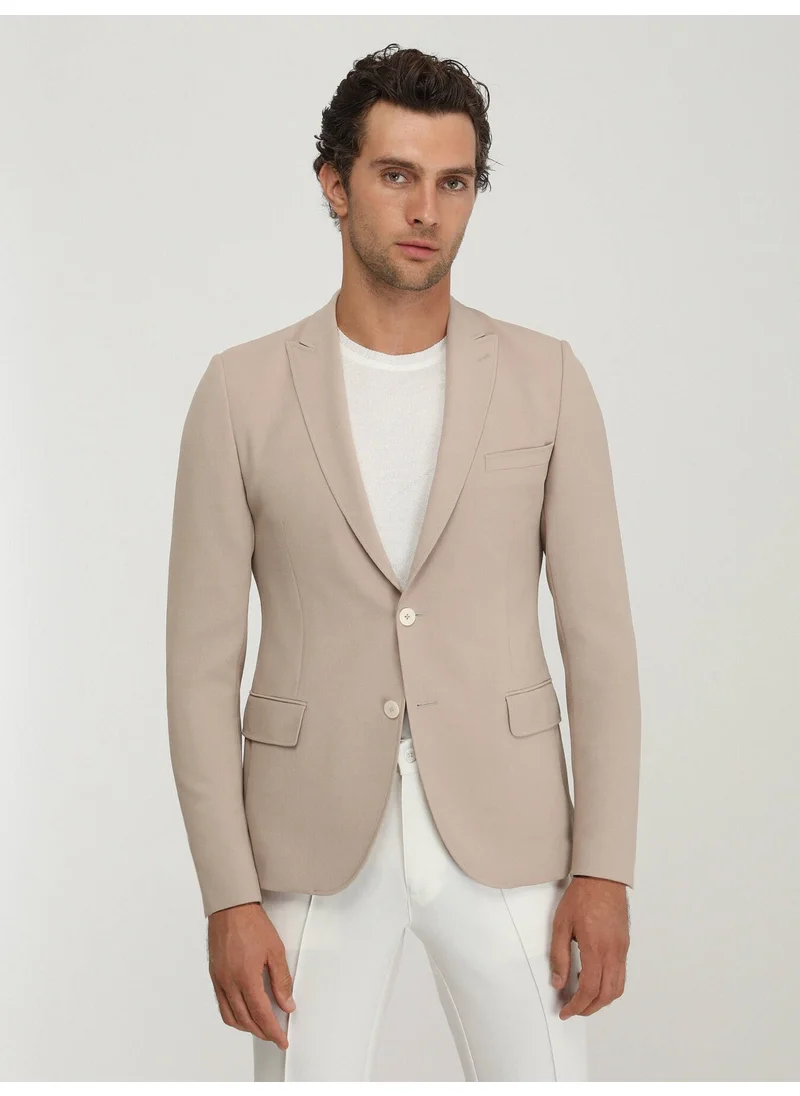 Kip Beige Plain Slim Fit Jacket