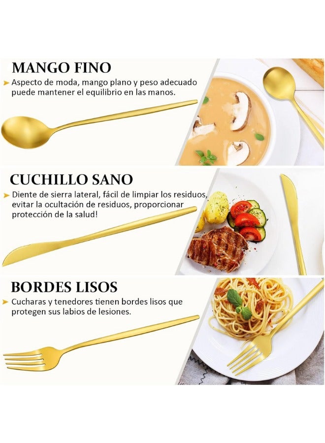 24-Piece Cutlery Set, Stainless Steel Cutlery for 6 Persons Includes Knives, Forks and Spoons, Cutlery Set for Kitchen, Restaurant, Dishwasher Safe (Rose Gold)  - Image 3