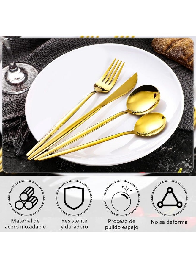 24-Piece Cutlery Set, Stainless Steel Cutlery for 6 Persons Includes Knives, Forks and Spoons, Cutlery Set for Kitchen, Restaurant, Dishwasher Safe (Rose Gold)  - Image 4