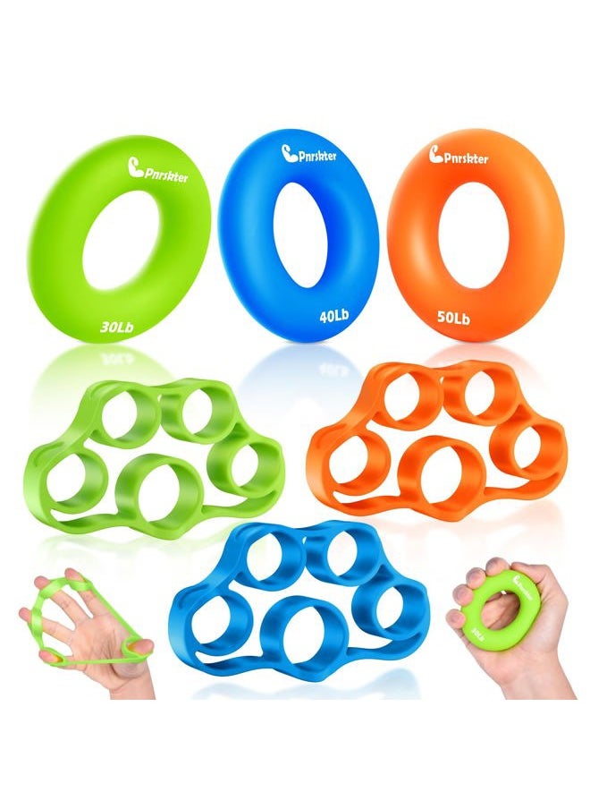 Pnrskter Hand Grip Strengthener, Finger Exerciser, Grip Strength Trainer (6 PCS),New Material,Forearm Grip Workout, Finger Stretcher, Relieve Wrist Pain, Carpal Tunnel, Trigger Finger, Mallet Finger a  - Image 1