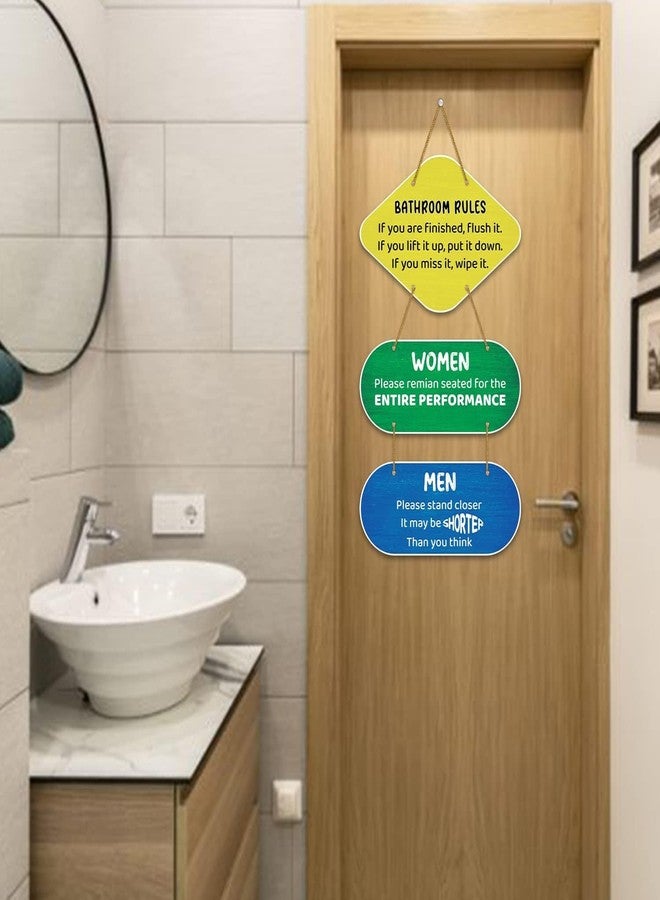 Art Monk Artwork Bathroom Rules Printed Wooden Decorative Wall/Door Hanging | Multicolor - Image 3