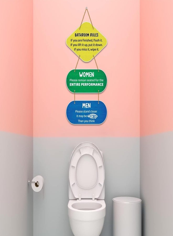 Art Monk Artwork Bathroom Rules Printed Wooden Decorative Wall/Door Hanging | Multicolor - Image 4