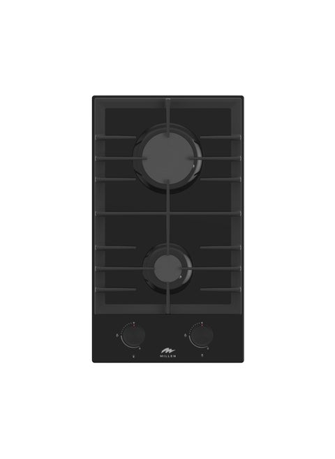 MILLEN 30 cm Built In Glass Gas Hob with 2 SABAF burners -3 Year Warranty, MGHG 3002 BL