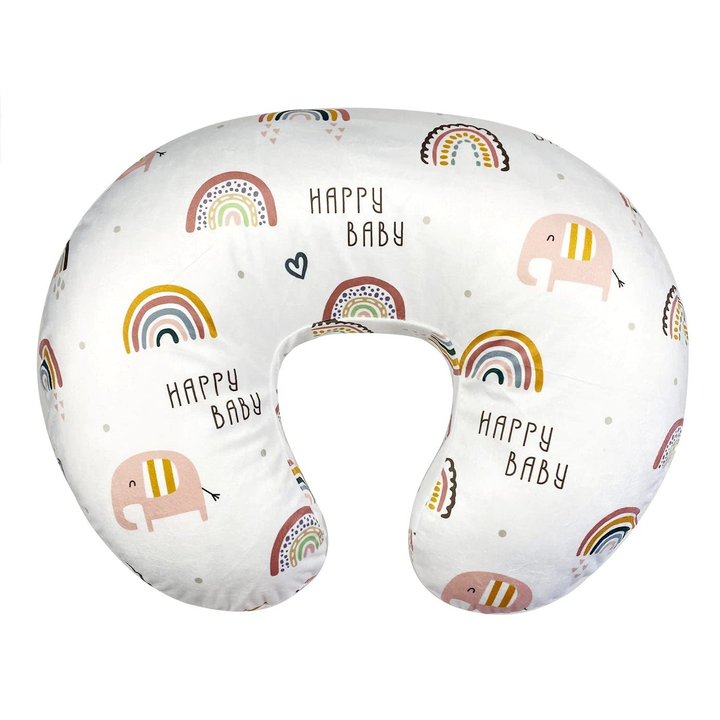 OWLOWLA Nursing Pillow Cover, Breastfeeding Pillow Slipcover Fits Nursing Pillow for Baby Boy Girl(Rainbow&Elephant)