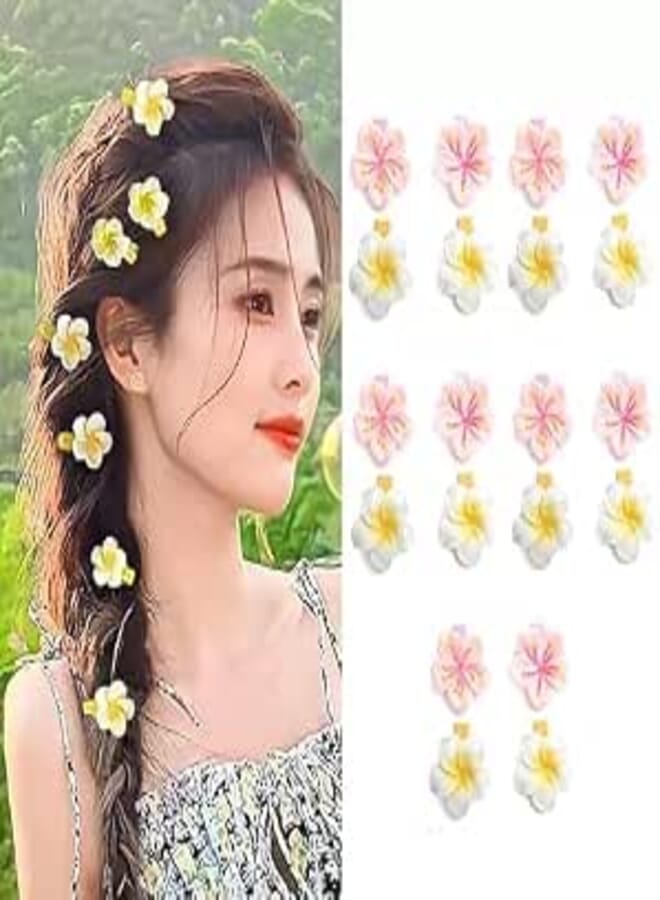 20Pcs Flower Hair Clips, Cute Plumeria & Peach Blossom Hair Accessories,Hawaiian Summer Beach Mini Small Hair Clip Gift for Hair Decorations Women Girls Wedding Birthday Party Vacation