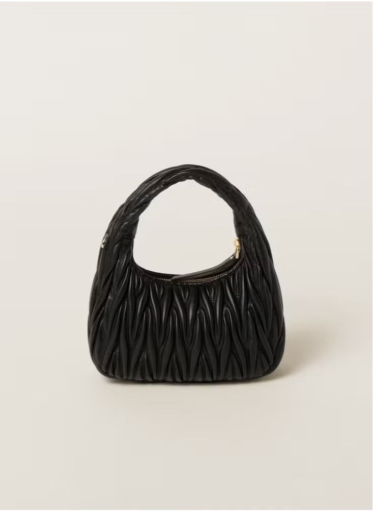 Miu Miu Wander quilted nappa leather hobo Crossbody Shoulder Bag Black  - Image 3