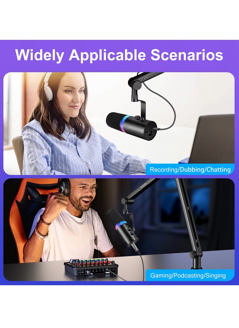 Generic USB XLR Dynamic Microphone Touchmute Headphone Jack Volume Control For Youtube PC Game Sound Card Recording Metal LM20 (Microphone)  - Image 3