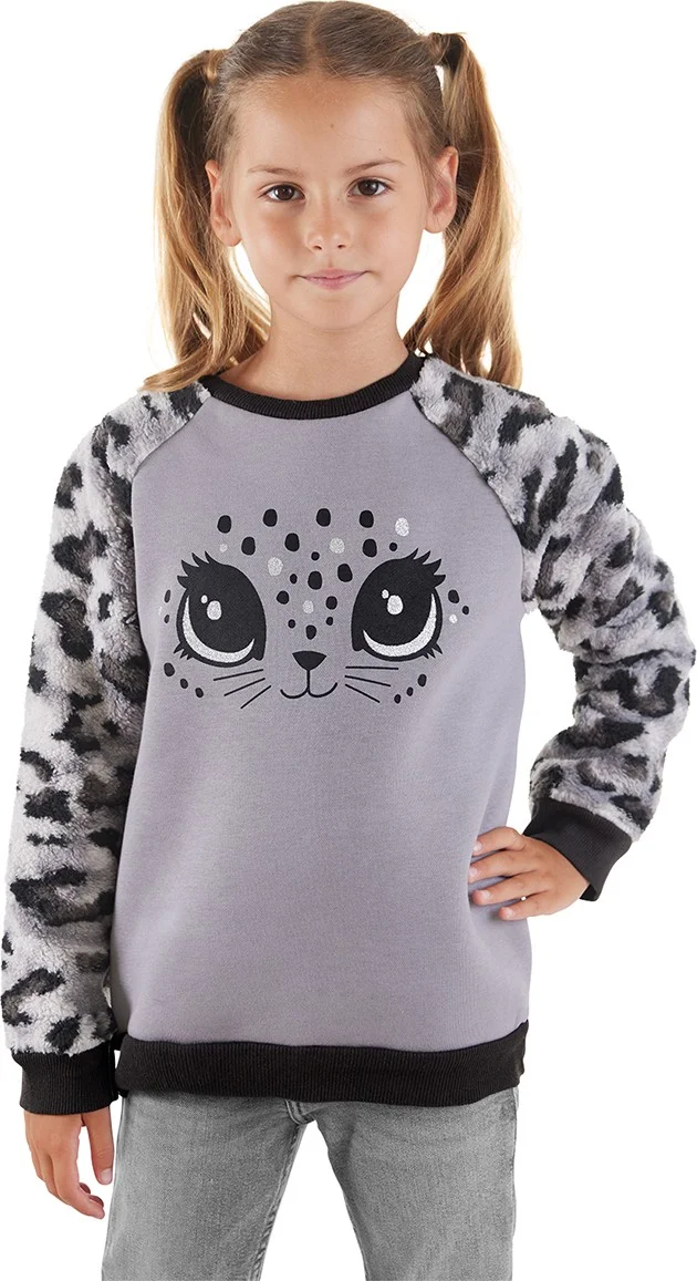 Denokids Leopard Plush Girl Sweatshirt