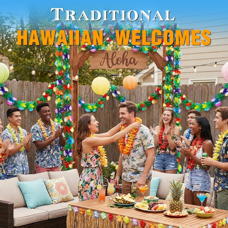 FUTUREPLUSX 6PCS Tropical Garland Party Decorations, 10 ft Multicolored Tissue Paper Hibiscus Flower Summer Banner for Birthday Beach Theme Luau Hawaiian Party Supplies Jungle Decor - Image 5