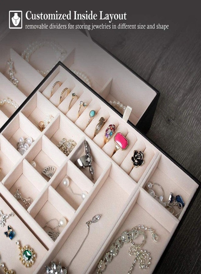 Jenibri 1Pack, Jewelry Box for Women, 2 Layers Large Jewelry Organizer Box, Lockable Jewelry Box for Earring, Ring, Necklace, Bracelets, Birthday Gift - Multicolor - Image 5