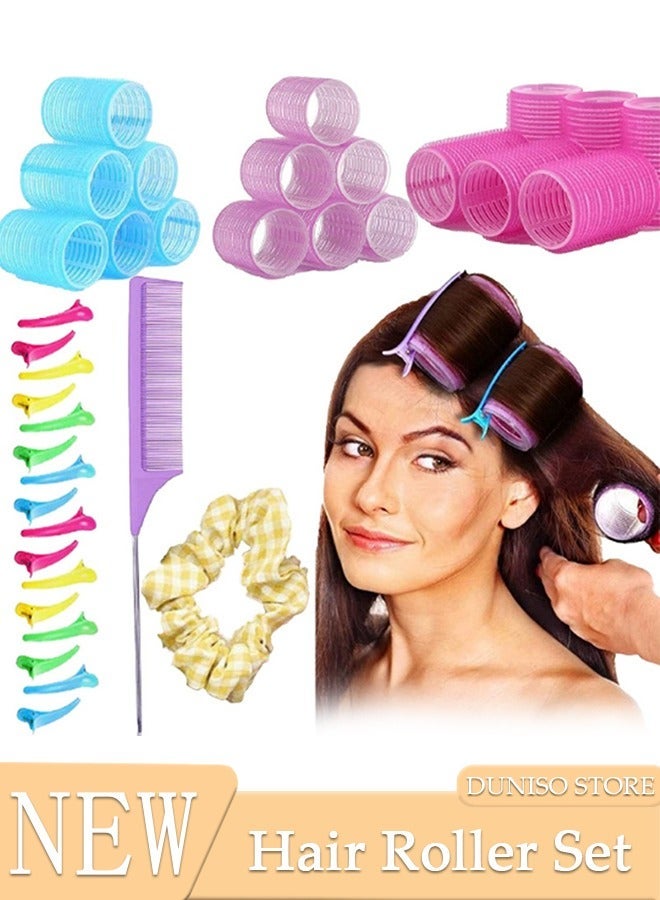 DUNISO 36 pcs Curler Set, Self Gripping Curler, Non Thermal Curler, Long Hair, Medium Short Hair Curler, Curler with Curler and Comb, Salon Hairdressing Curler, DIY Hair - Image 1