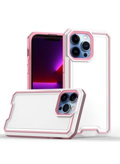 Generic Case Cover For iPhone 13 Pro Max Armour Two-color TPU + PC Phone Case White+Pink 