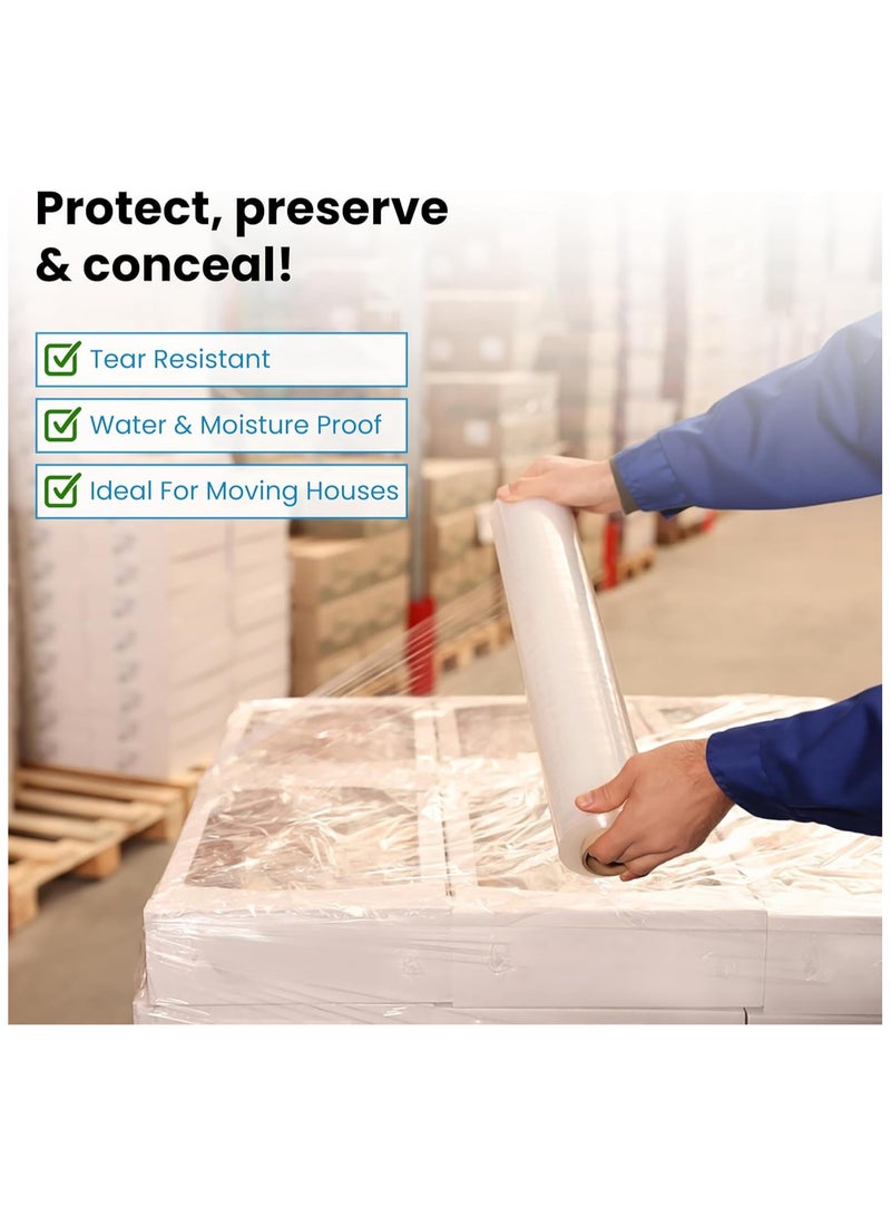 Generic UK SUPPLIES Heavy Duty Clear Pallet Shrink Wrap 1 Rolls Cling Film Wrap - 400mm Thick Waterproof Plastic Cling Wrap for Packing, Moving House, Furniture... - Image 5