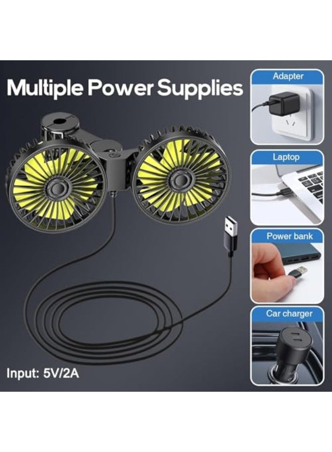 Sawanork Kids Backseat Car Fan, 3 Speeds, 360° Rotating Cooling Fan, Portable USB with Adjustable Clip for SUVs and RVs - Image 4