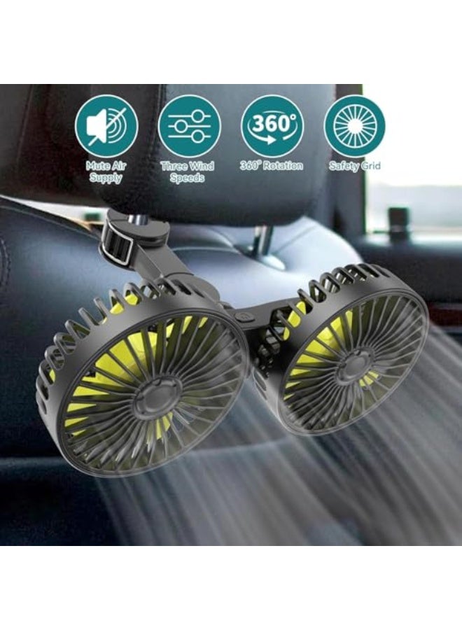 Sawanork Kids Backseat Car Fan, 3 Speeds, 360° Rotating Cooling Fan, Portable USB with Adjustable Clip for SUVs and RVs - Image 5