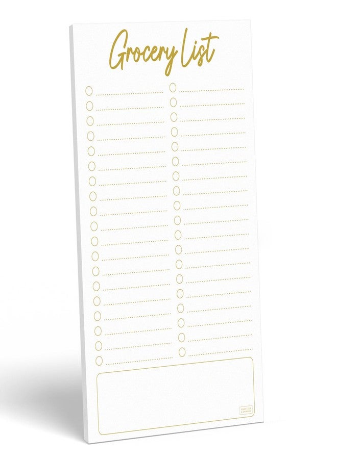 Sweetzer & Orange S&O Grocery List Notepad for Organization, Gold Magnetic sheets for Freezer, Shopping register Dairy, Force field pages for Refrigerator, Market Catalog Magnet Pad for Fridge - 4.5x7.5”, 50 Pages - Image 1