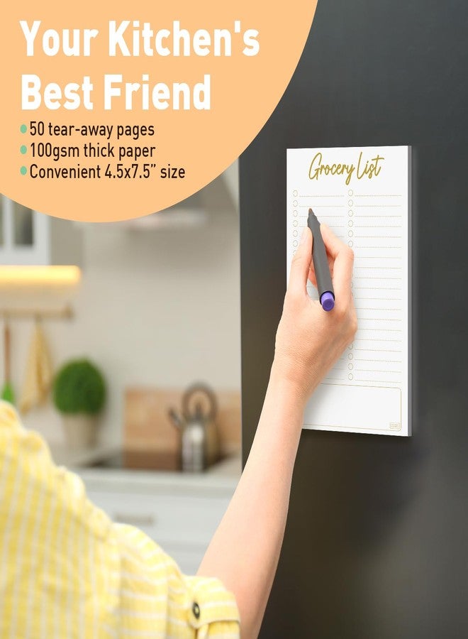 Sweetzer & Orange S&O Grocery List Notepad for Organization, Gold Magnetic sheets for Freezer, Shopping register Dairy, Force field pages for Refrigerator, Market Catalog Magnet Pad for Fridge - 4.5x7.5”, 50 Pages - Image 2