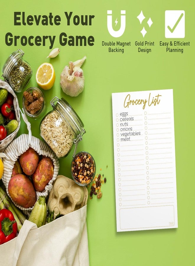 Sweetzer & Orange S&O Grocery List Notepad for Organization, Gold Magnetic sheets for Freezer, Shopping register Dairy, Force field pages for Refrigerator, Market Catalog Magnet Pad for Fridge - 4.5x7.5”, 50 Pages - Image 4