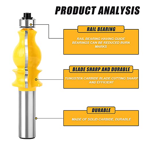 MEIGGTOOL 5Pcs 1/2-Inch Shank Architectural Molding Router Bit Set - Image 3