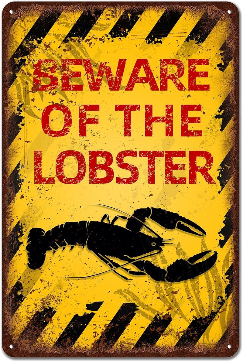 kengtou Vintage Lobster Metal Sign - Beware of Lobster - Image 1