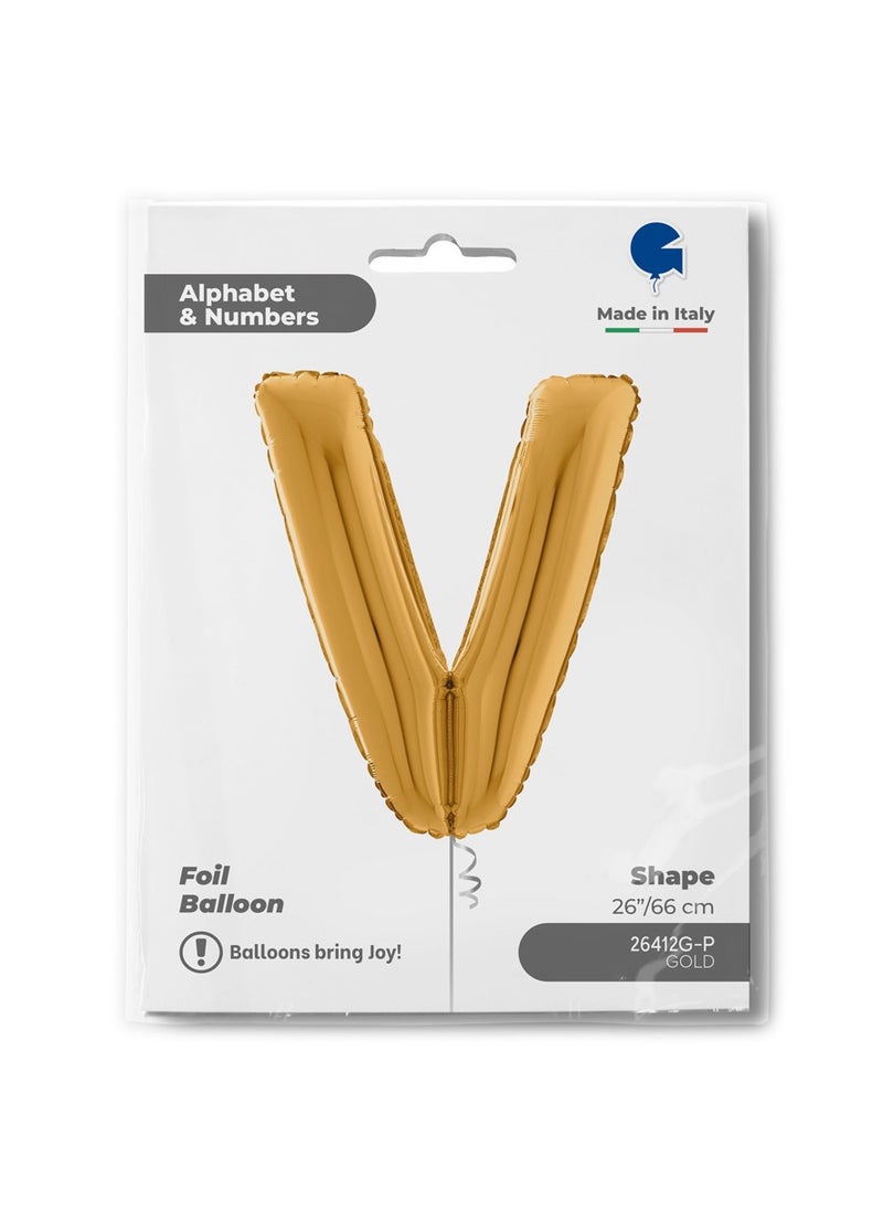 GRABO 26" Foil Balloon Letter V Gold  - Image 2